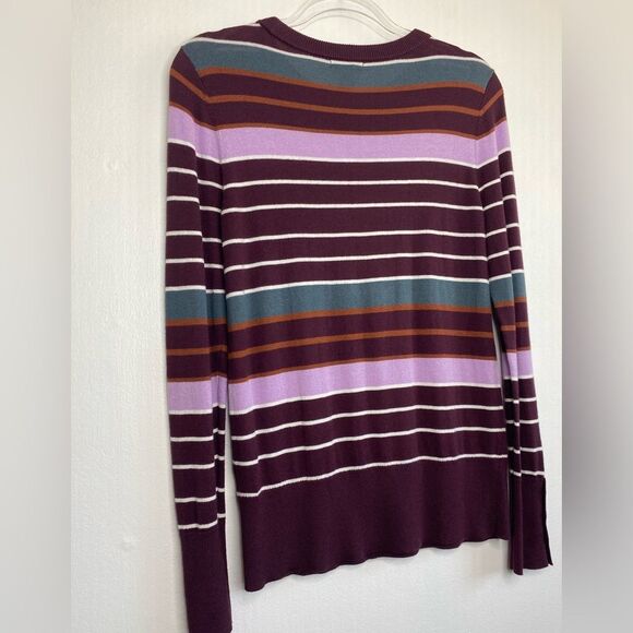 Halogen Freya Striped Multicolor Sweater Size Small Purple Burgundy - Picture 5 of 6